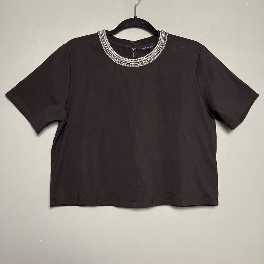 VERONICA BEARD Sebastian Crystal Embellished Short Sleeve T-Shirt Crop Women’s S